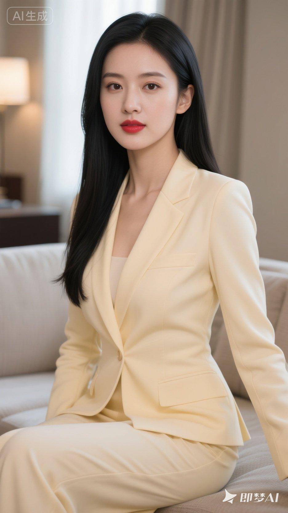 优雅职场风,米色西装套装,尽显女性魅力!