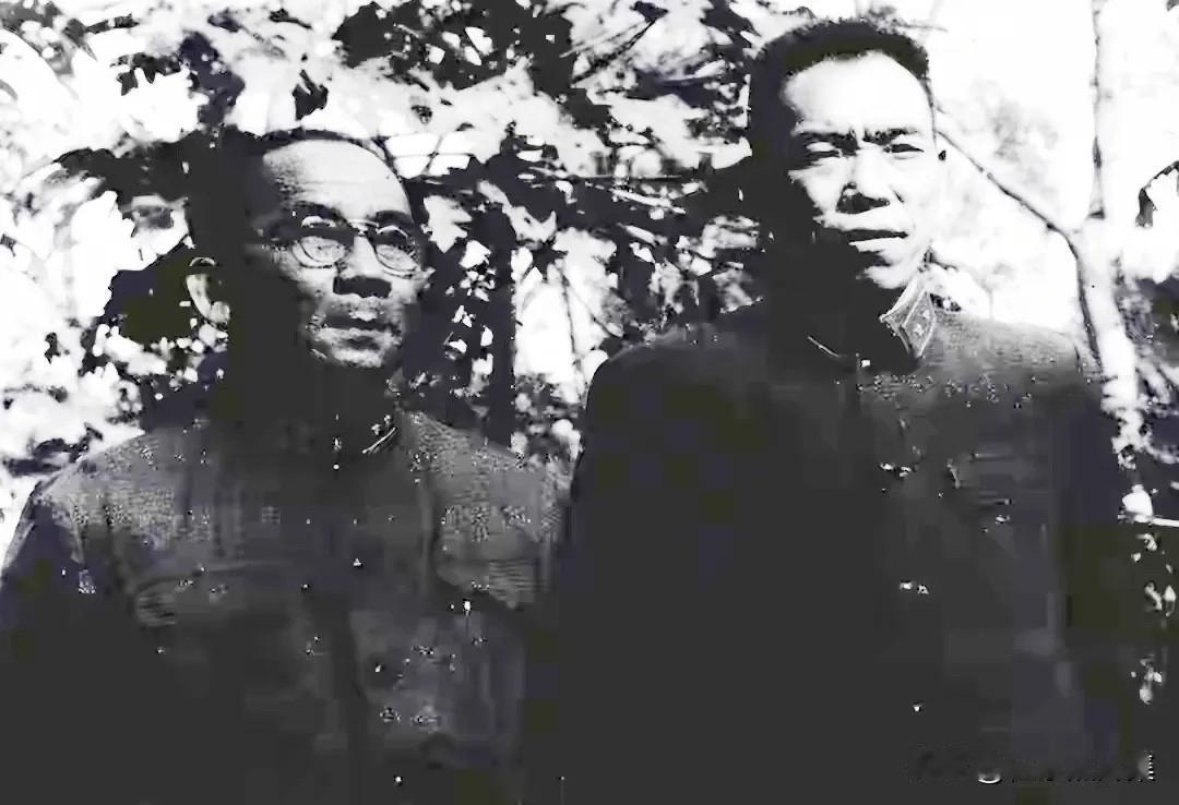 上世纪六十年代初，广州军区副司令员梁兴初中将（右）于广州军区副司令员庄田中将（左