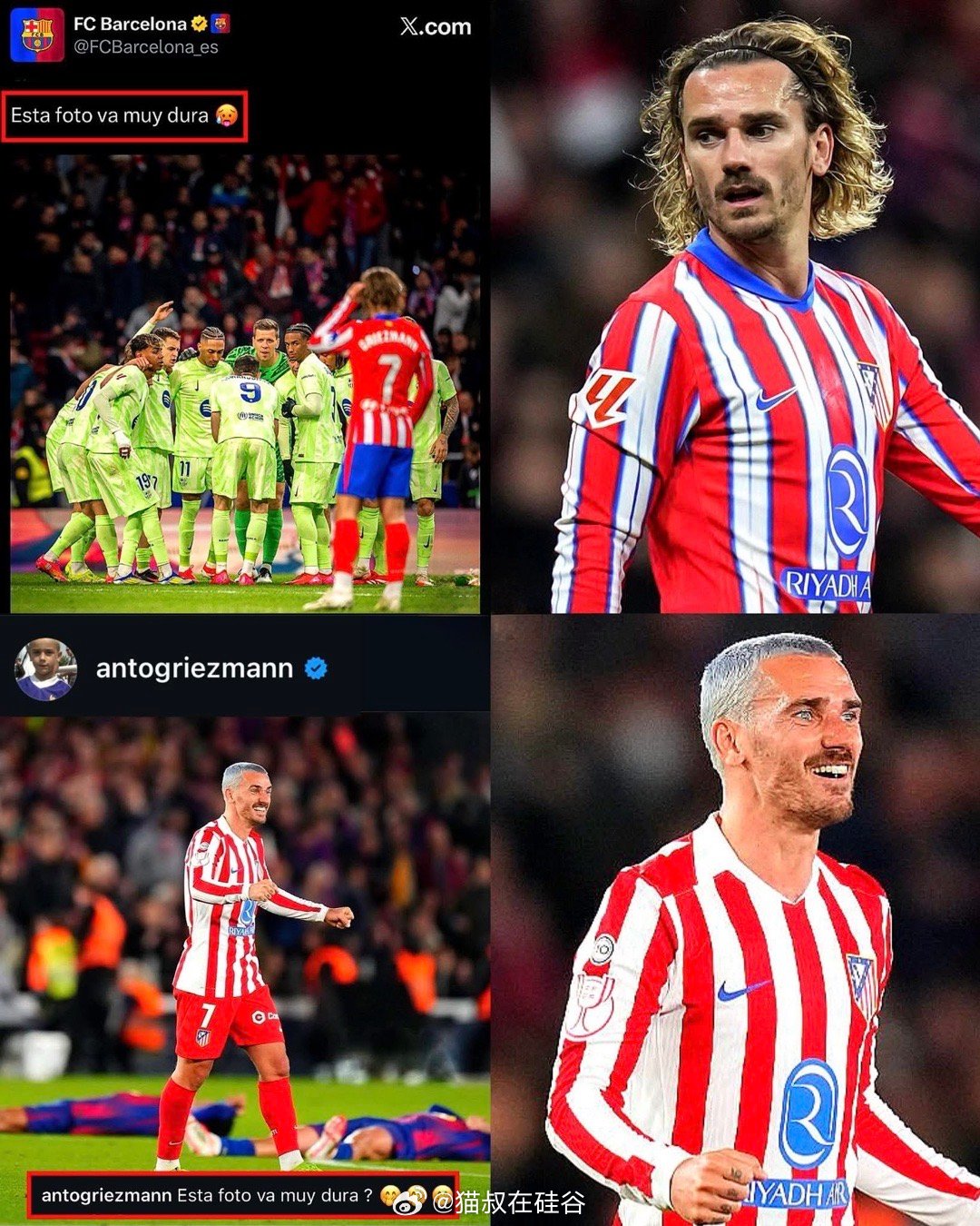 格里兹曼回敬巴萨：这够给力吗？2025年3月，巴塞罗那官方账号在战胜马德里竞技后