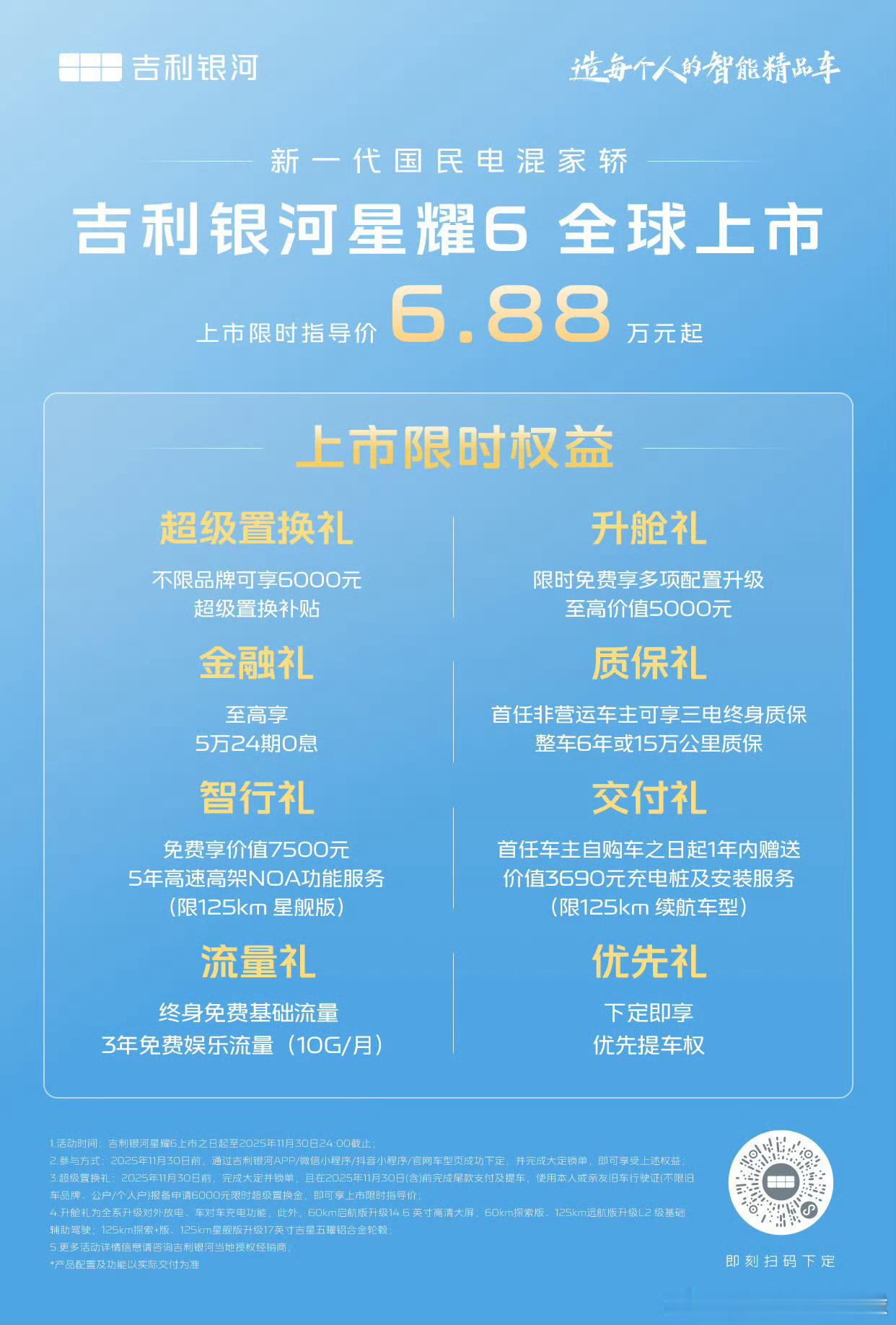 吉利银河星耀6来了全球上市上市限时指导价6.88万元起，真的很有诚意了目前有8