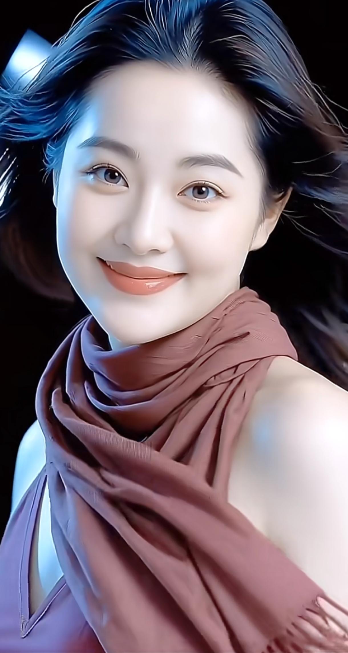 甜美笑容，温暖围巾，冬日里的暖阳分享一组治愈系的美照知性围巾照冬日围巾写真
