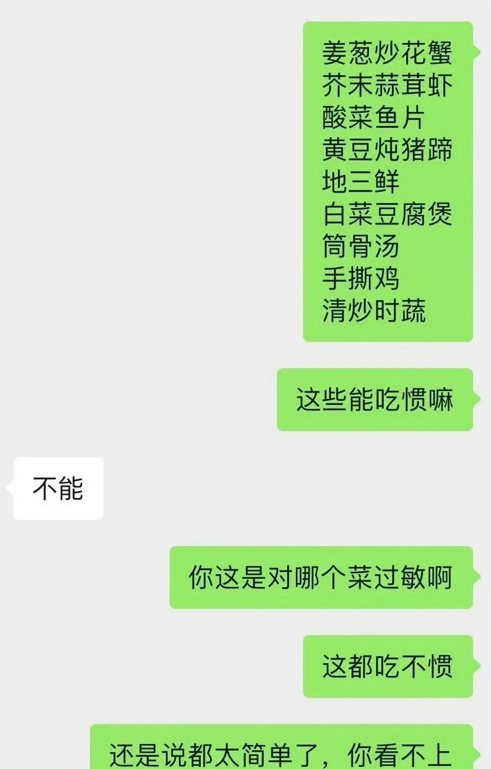 请客吃饭，同事说看不上做的菜