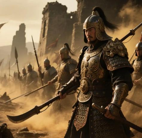 戚家军与倭寇激战，一名倭贼头目企图和戚家军单挑，戚继光当场脱下自己穿的银铠，表示