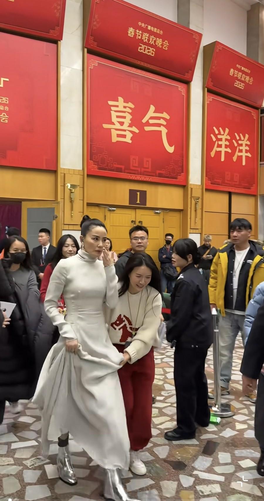 王菲真不容易，春晚表演结束后退场时冻出鼻涕，连纸巾都没有带，直接拿手擦鼻涕！