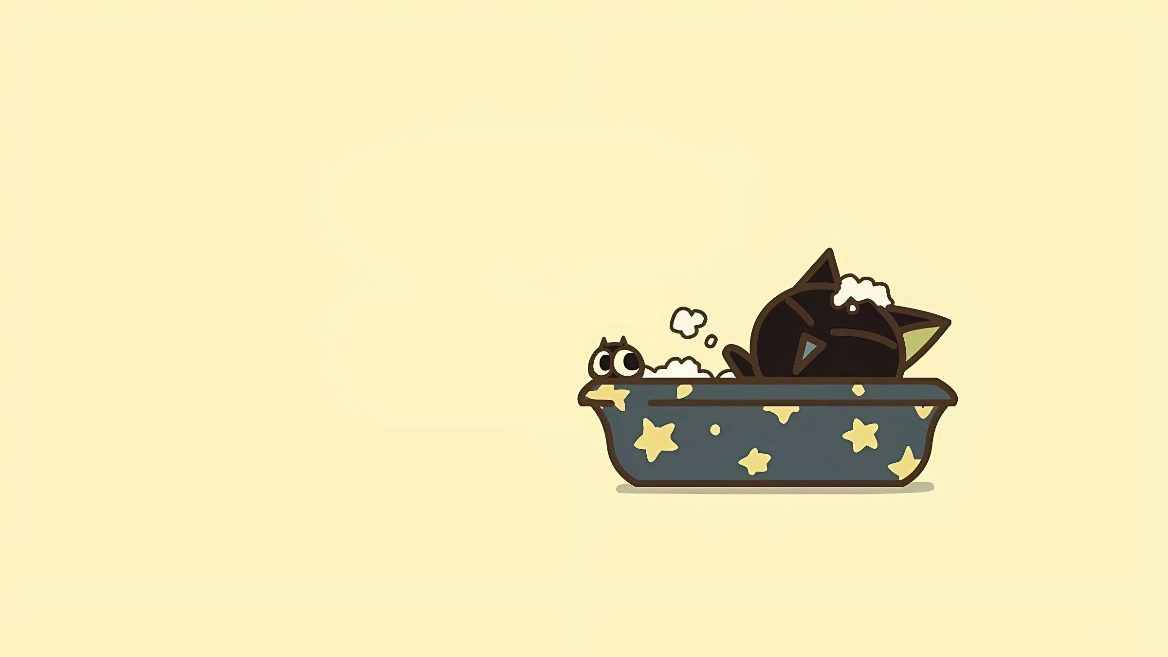 动漫次元新星计划罗小黑战记护目色罗小黑横屏壁纸，可爱小黑搭配很舒服的背景色就是