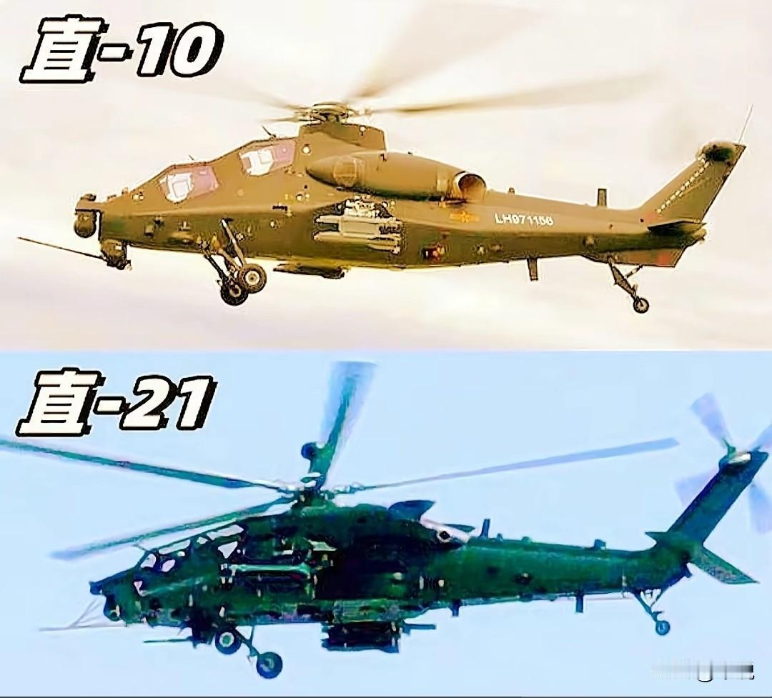 直-21是我国新一代10吨级重型武装直升机，填补了国产重型武直空白。它体型更大、