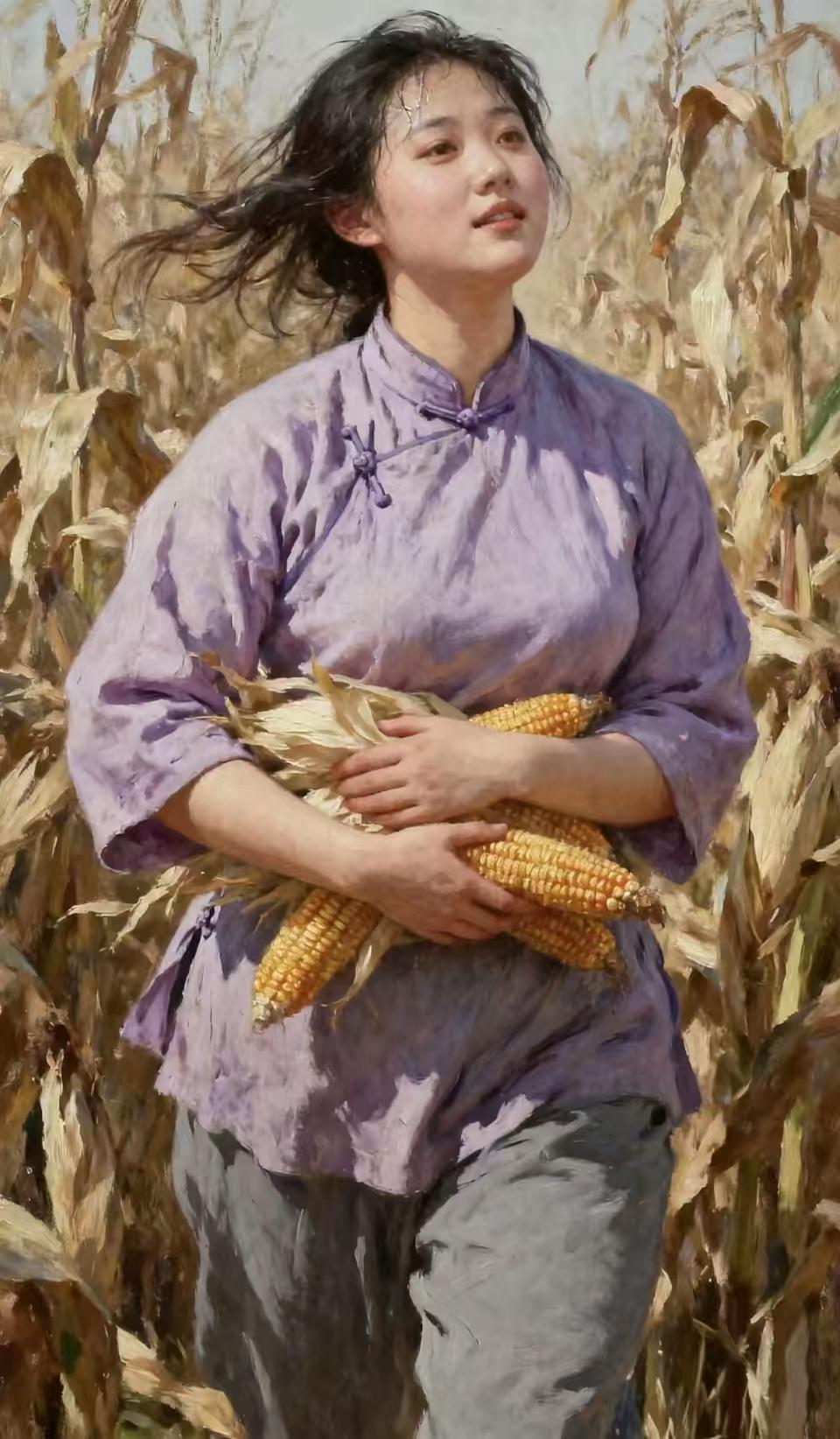 真正的美人应该就是这个样子吧！真正在地里干活的人，爬蚊子咬玉米叶子刮，都穿的严严