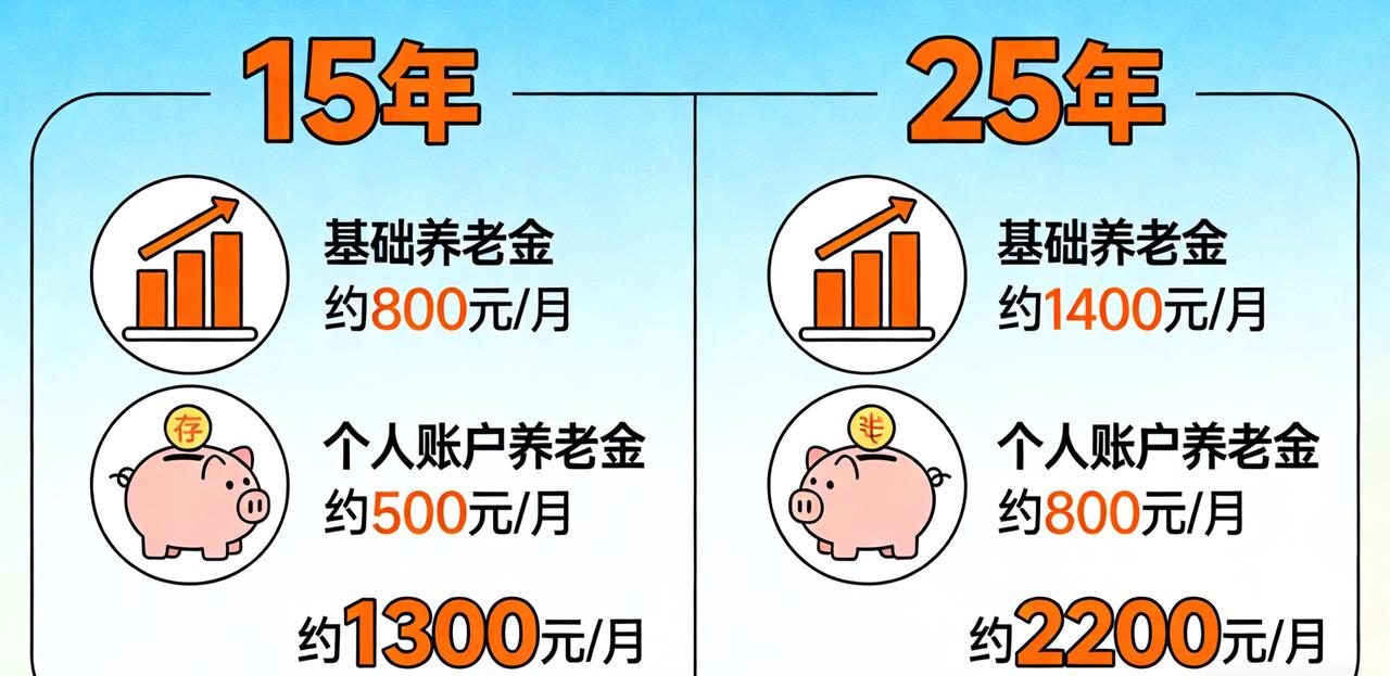 社保交15年和25年，养老金差多少？算完才知差距这么大，别白少交10年好多人