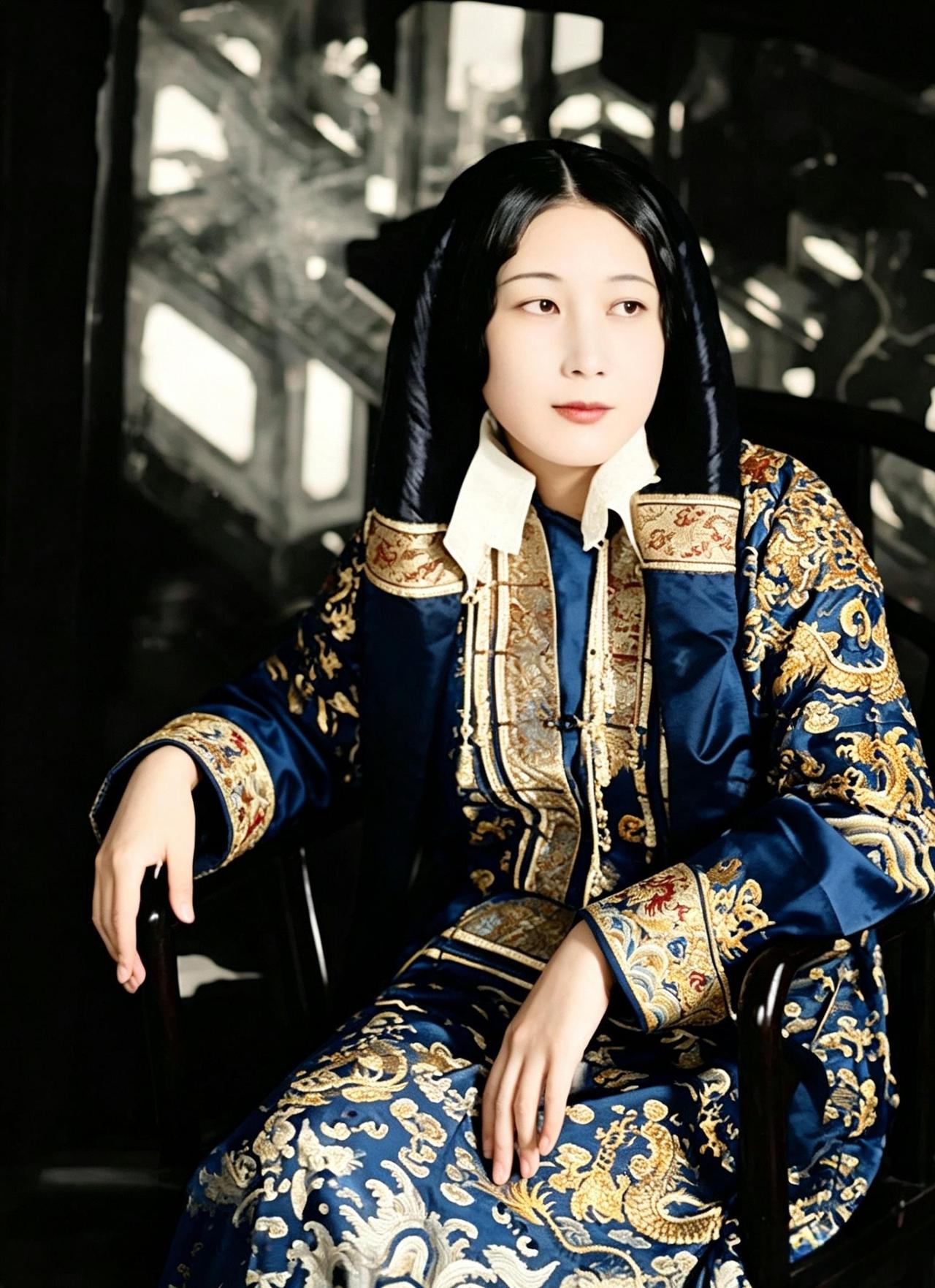 这位身穿蟒袍，皮肤白皙，脸型鹅蛋脸、体态端庄、贵气十足的女子正是土尔扈特帕勒塔亲