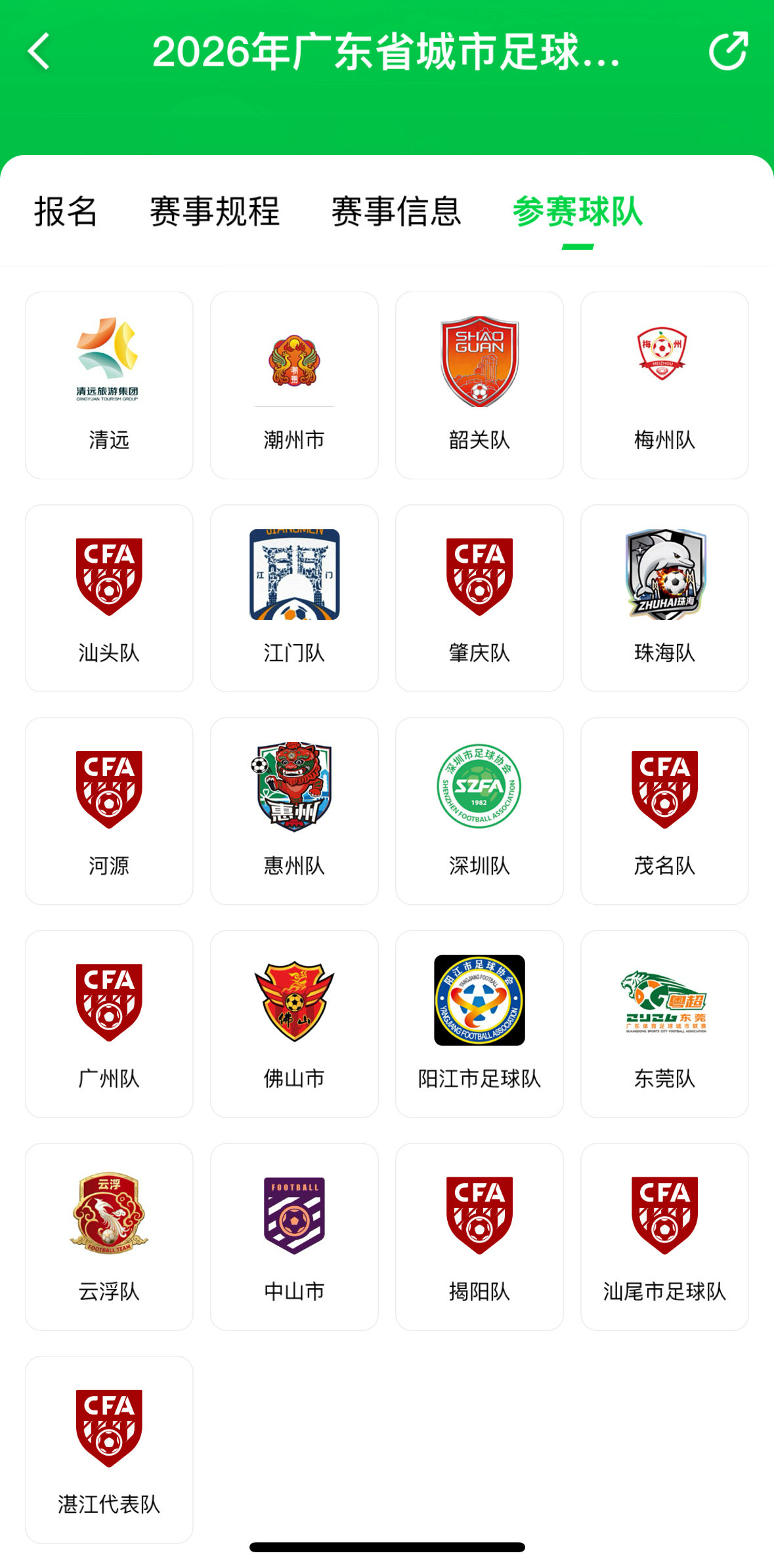 粤超目前没有队徽的：广州、茂名、湛江、肇庆、汕头、汕尾、河源、揭阳