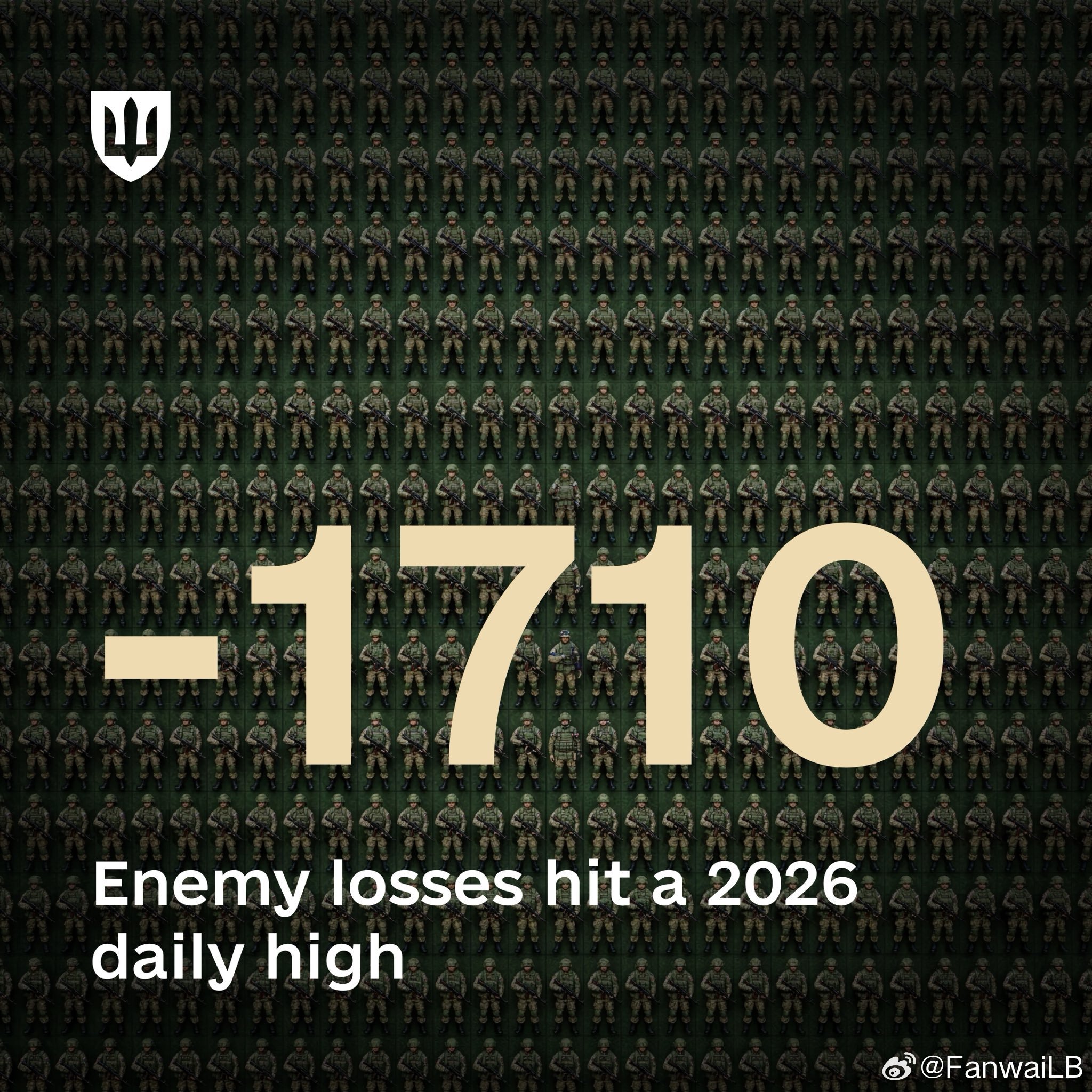 乌军称，昨天打掉1710冲锋队。这是一个非常高的纪录，是不是最高，这个还没有考证