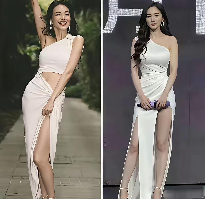 奇了怪了，杨幂比舒淇身材好，怎么没有舒淇穿的有效果。舒淇也是50岁的人了，看着她