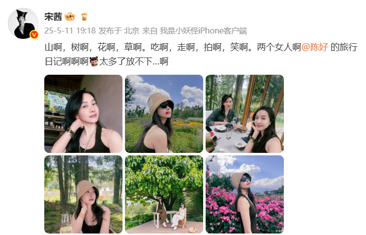 陈好宋茜旅行照太多了放不下陈好宋茜旅行日记太多了放不下​​“山啊，树啊，花啊，