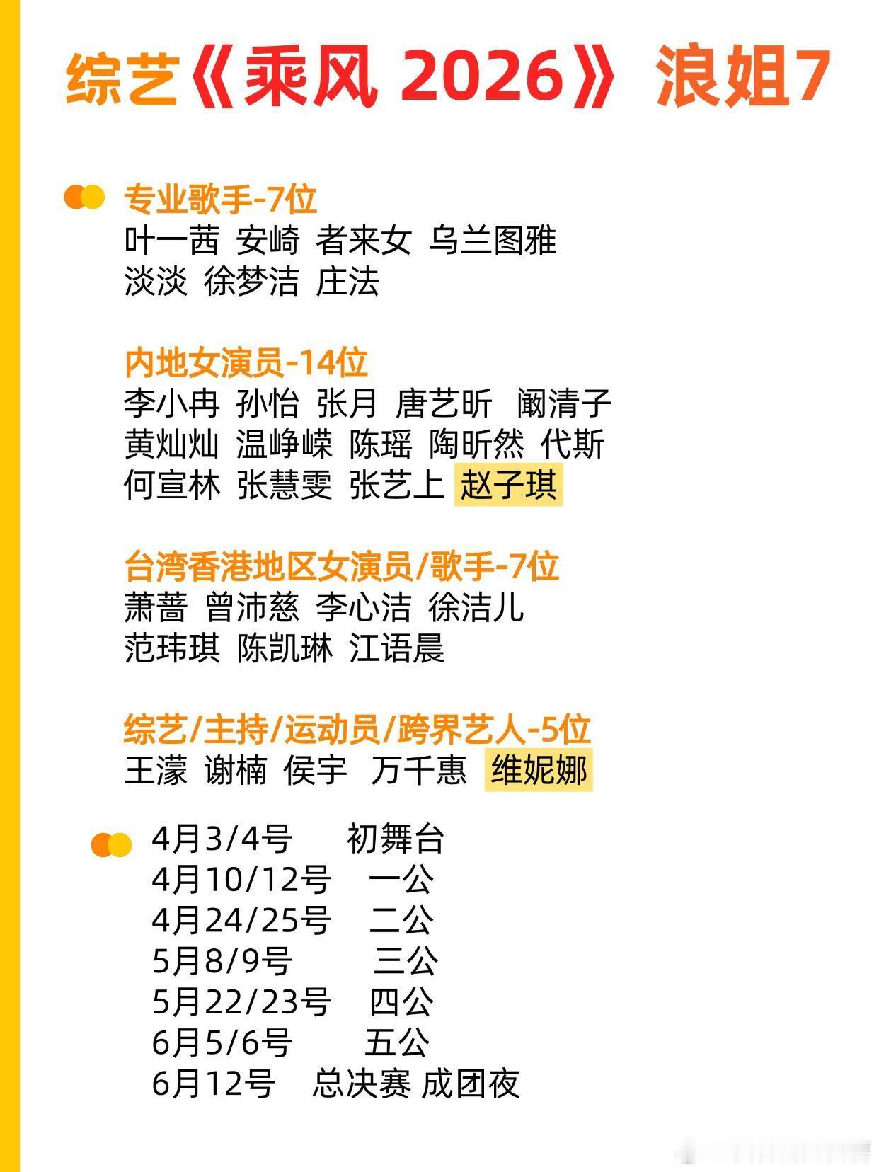 《乘风2026》二公长沙4月24日+25日综艺《乘风2026》浪姐7专业歌
