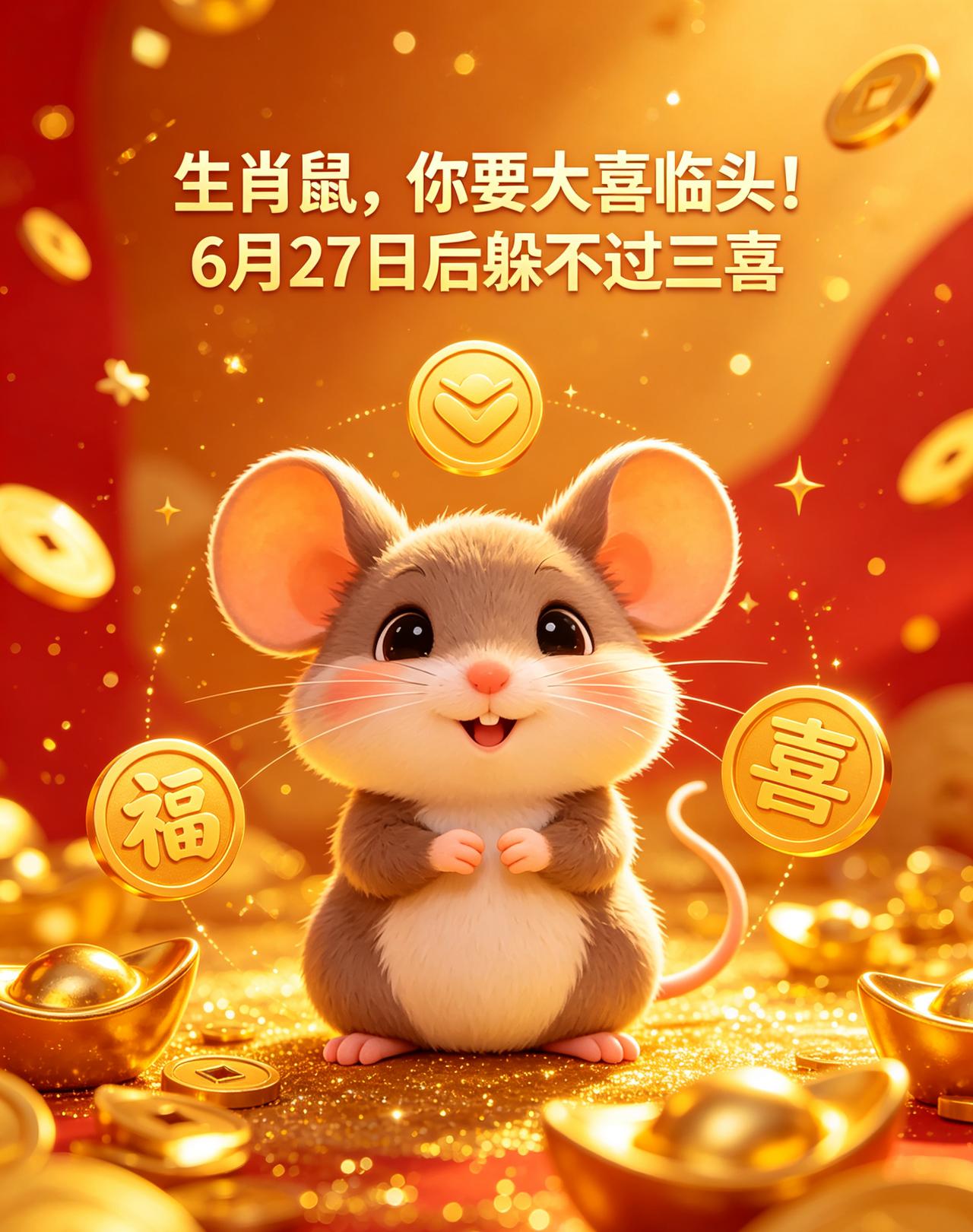 生肖鼠大喜临头！6月27日后三喜临门！好运挡不住！！！属鼠的朋友注意