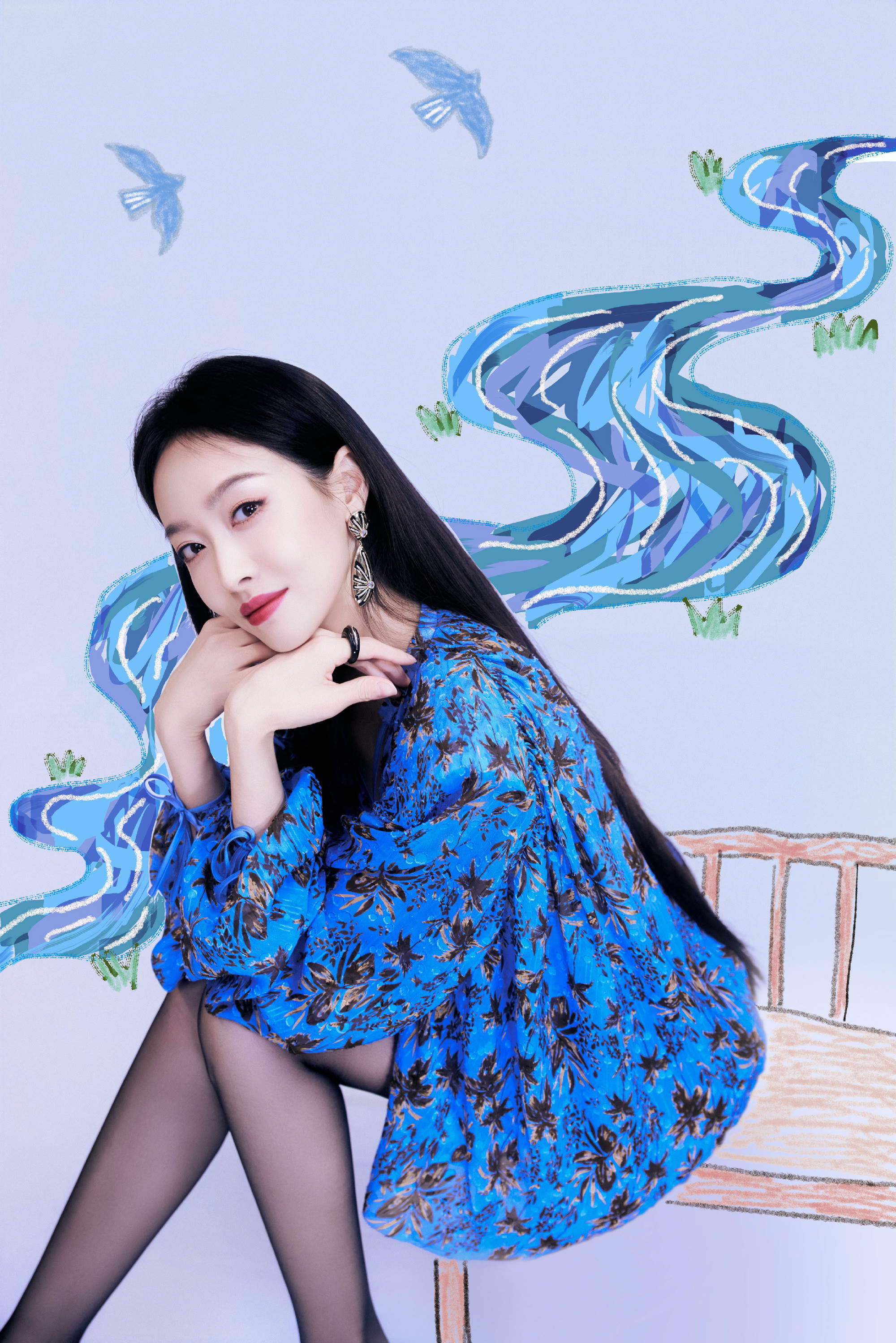 宋茜黑色小短裙穿搭，丝袜大长腿真好看。宋茜