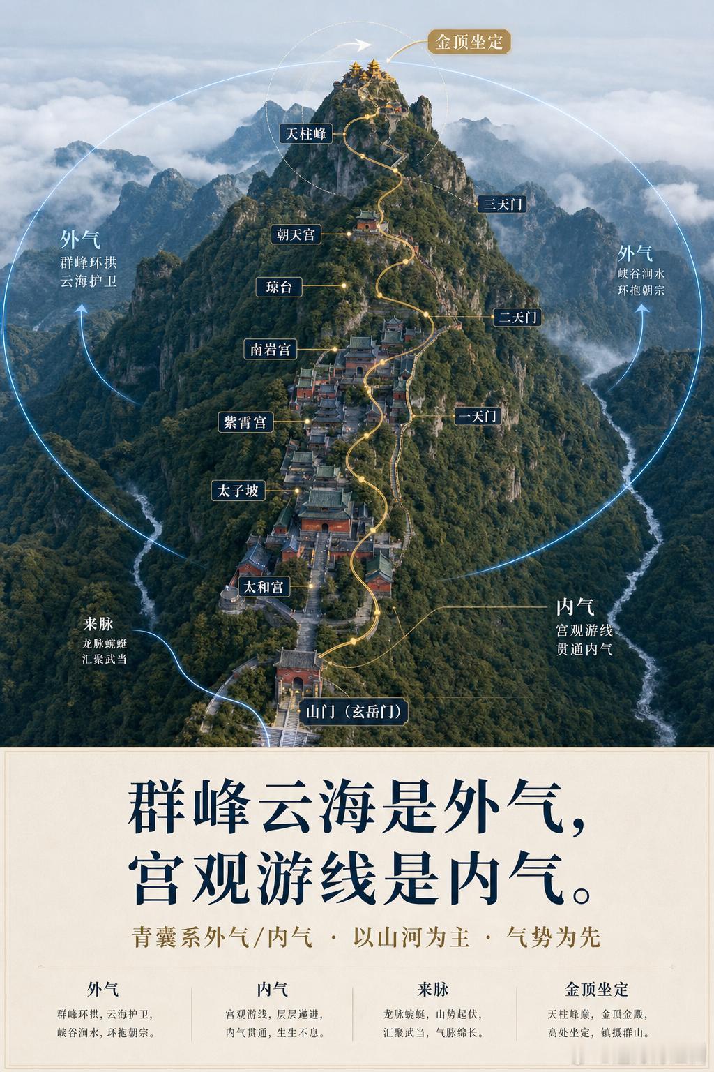 武当山为何不是散点道观。你以为武当山只是很多道观建在山里？从青囊系的角度看，它更
