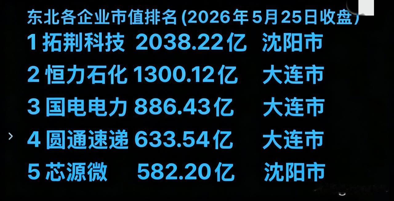 东北市值最高的企业在沈阳东北未来希望在沈阳沈阳是高科技市值超过两千亿大连