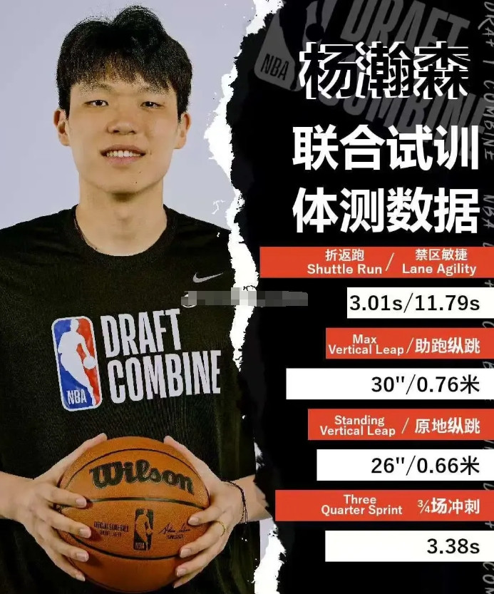 杨瀚森能不能被选上，我看他试训，身体硬件还不错，身高、体重和臂展都不错，还有一双