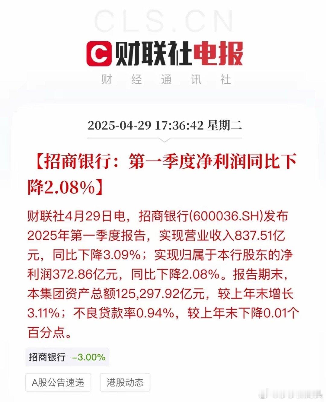 其实这才是降准降息的时间点，再不降准降息，商业银行挺不住了。​​工行：一季度净利
