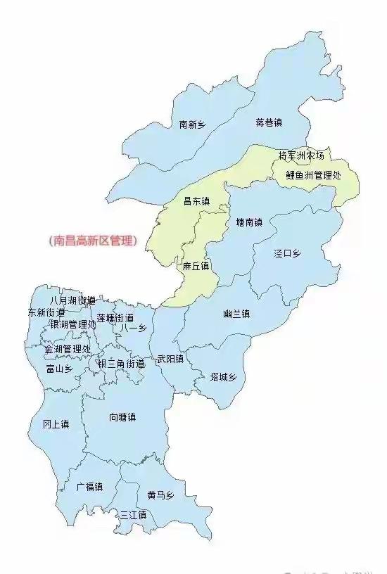 南昌县行政区划截至2024年6月，南昌县辖4街道10镇6乡，县政府驻莲塘街道