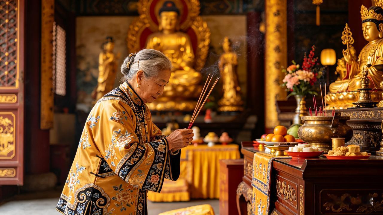 蔡志忠《言过其行》：有位富有的老太太经常到庙里供香，每次在佛前行礼时都说：“我