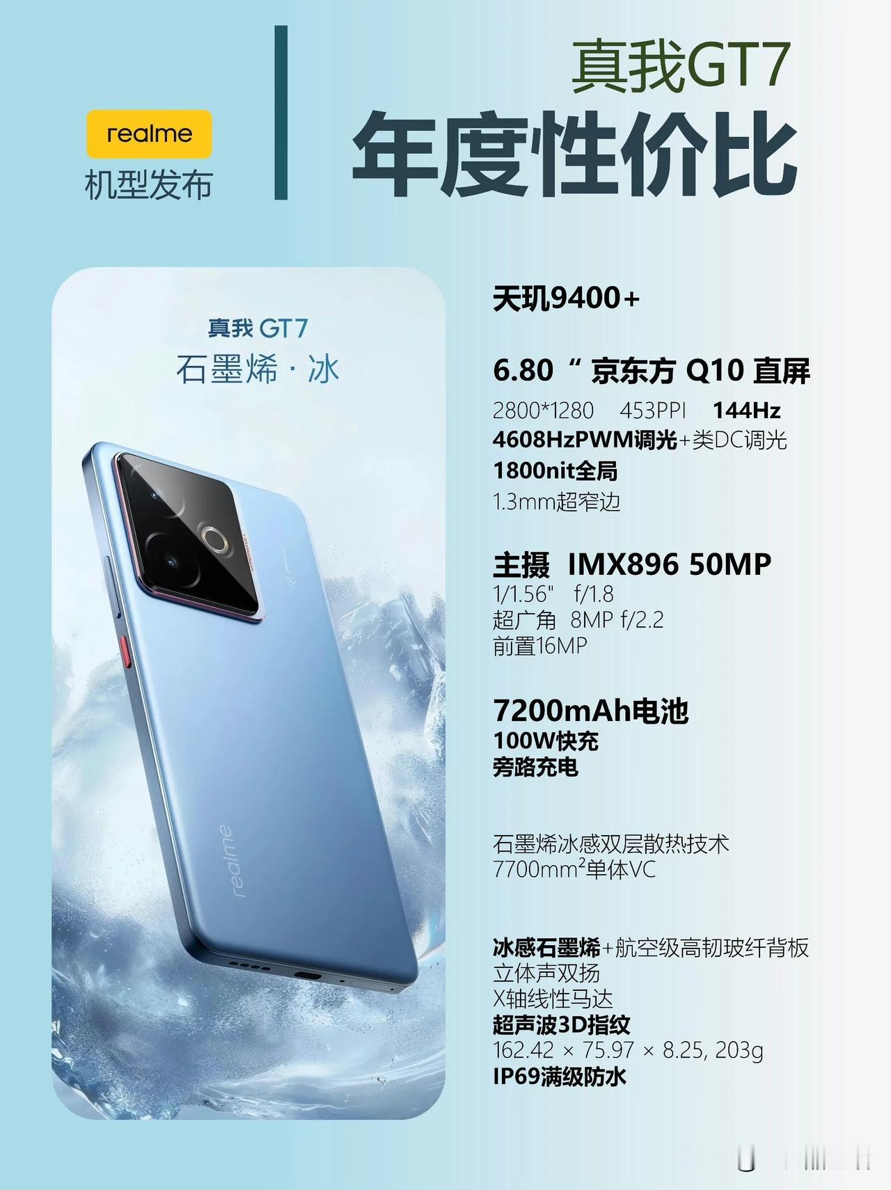realme真我GT7在酷安的总评分为9.5，续航榜排第一名，评分9.8分，完全