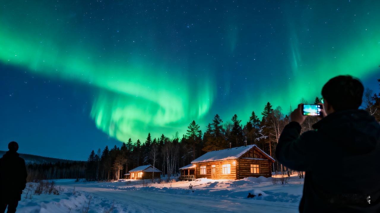 北纬50度惊现极光！大兴安岭人半夜爬冰卧雪，网友：羡慕到发酸凌晨2点的大兴