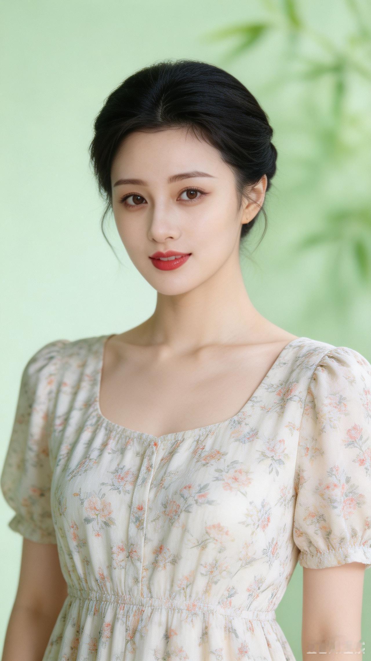温柔花裙少女，清新自然，甜美可人