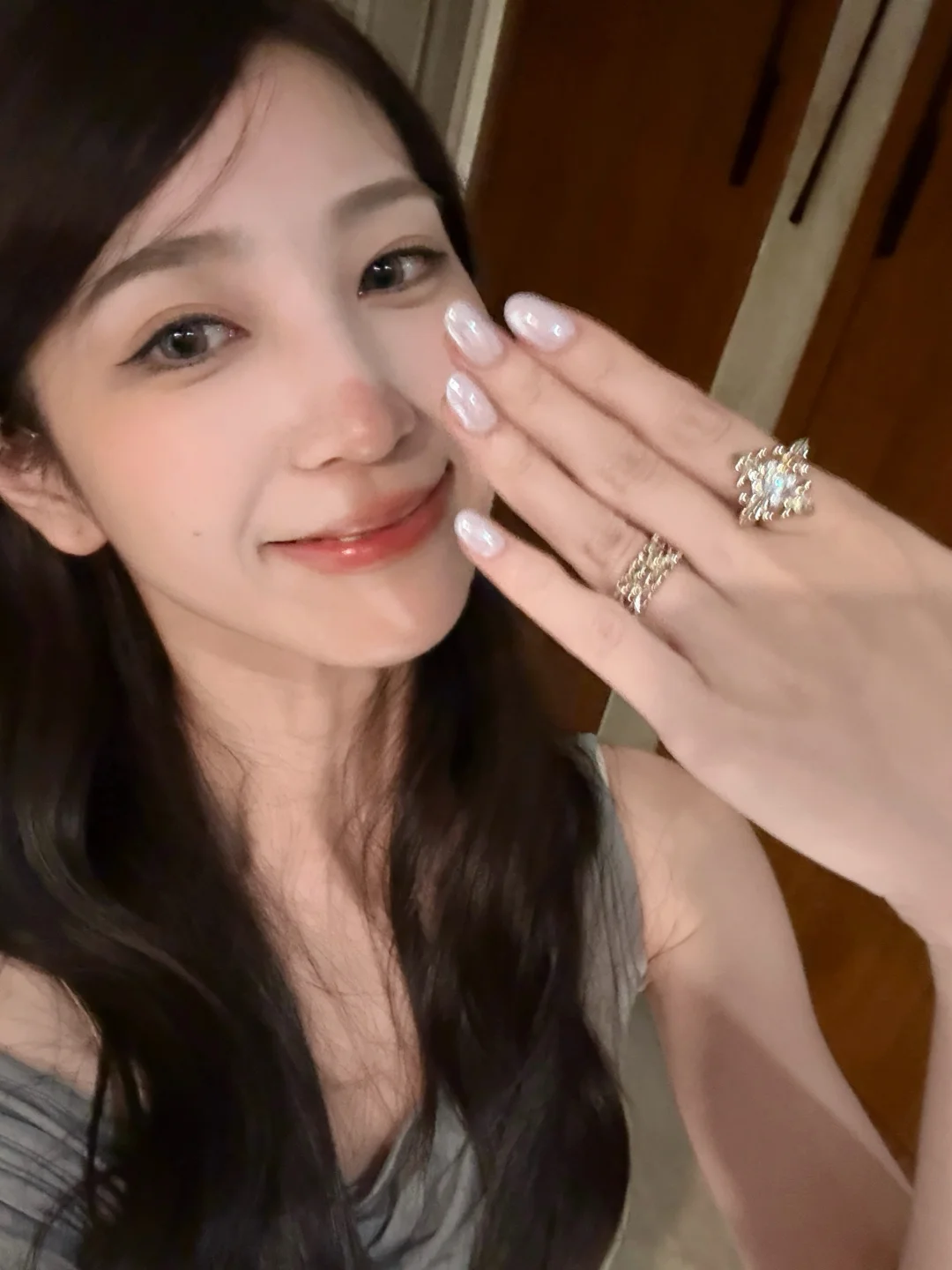 白开水美甲 干净的灰紫💜