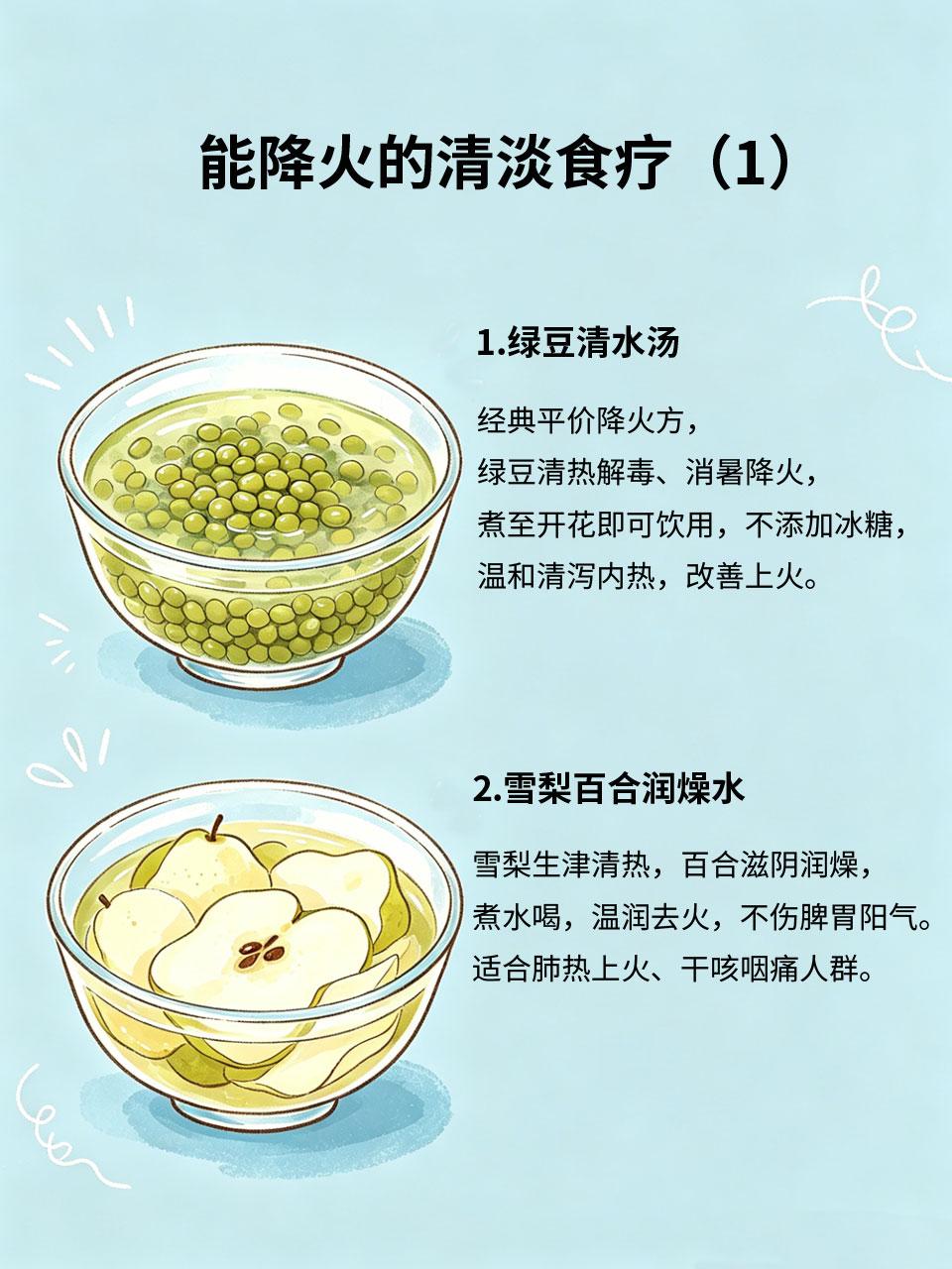 上火反复不消，清淡食疗降火熬夜、吃重口、天气干燥🔥，很容易反复上火，出现喉咙