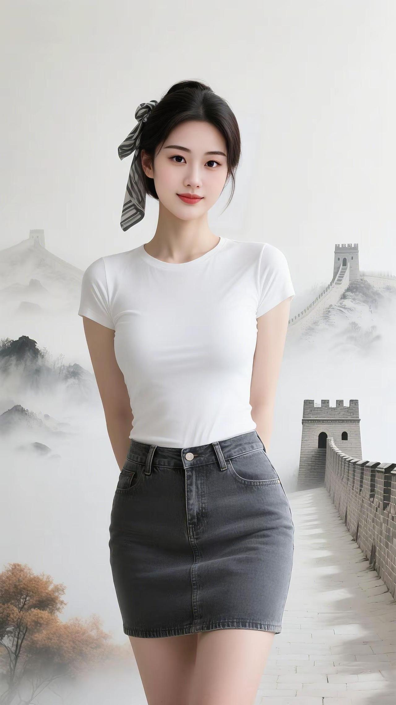 白衫配山河，一眼入画🎋新中式穿搭国风少女