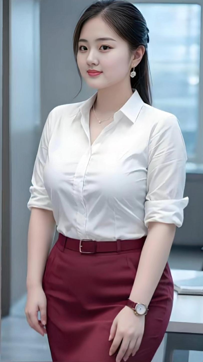 白衣红裙，玉人如画。