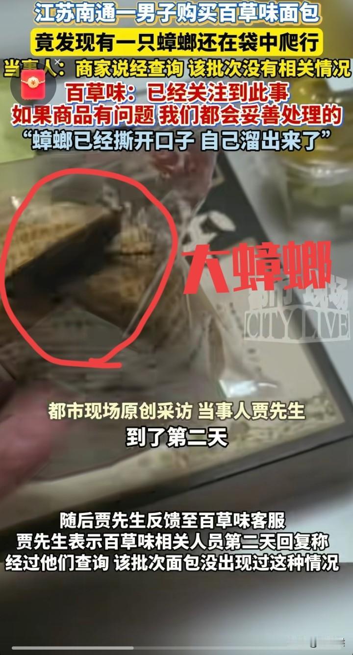 百草味面包这下出名了。不是因为面包里有一只活蟑螂,也不是那只蟑螂可以一个月不吃