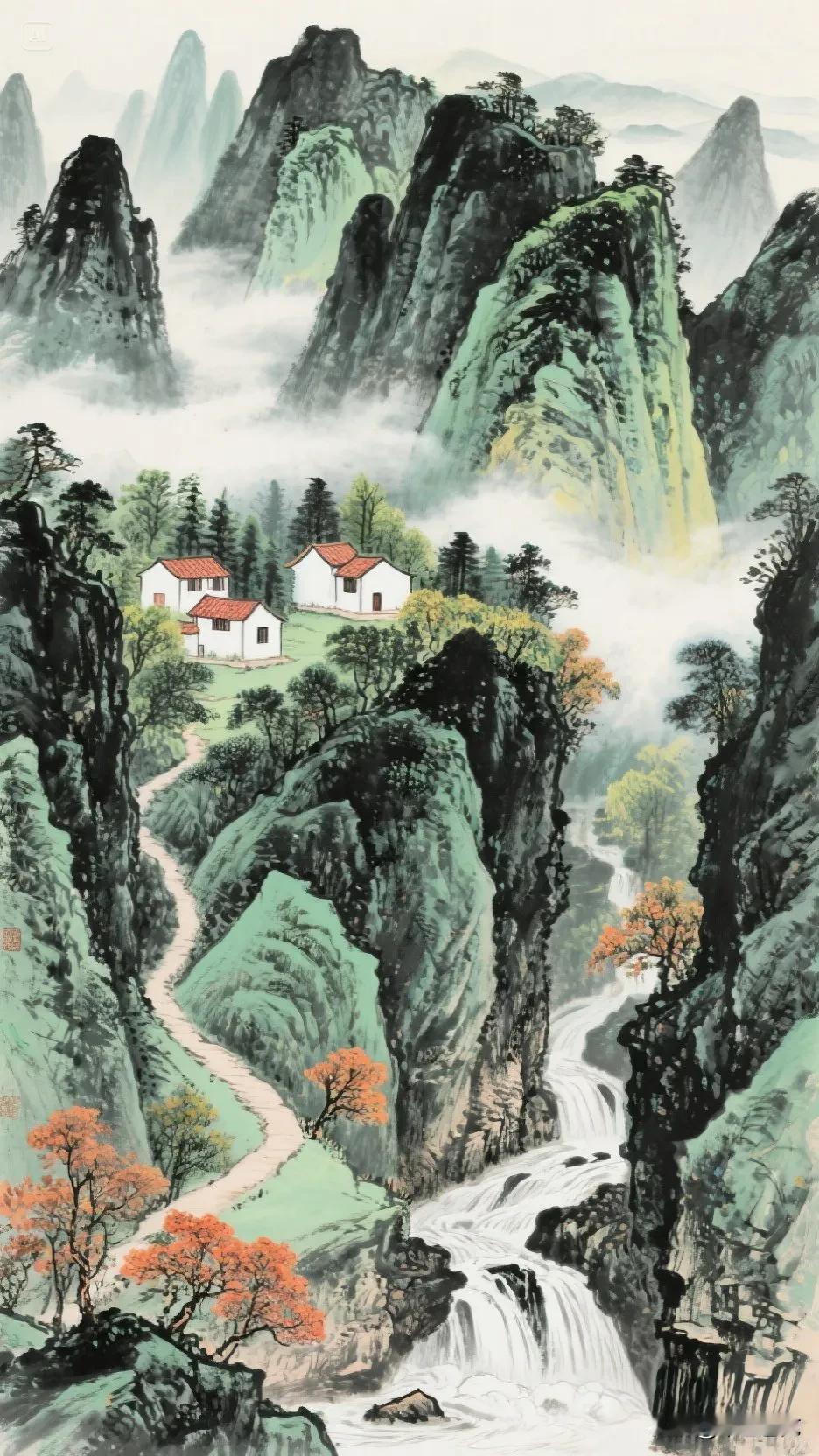【中国画】山静云自闲，心远地自偏。春日生活打卡季山水画寻得水墨青山静古画山