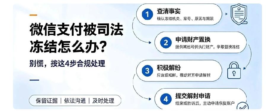 微信支付突然被司法冻结？别慌！按这4步高效解决很多人突然收到提示，微信支付