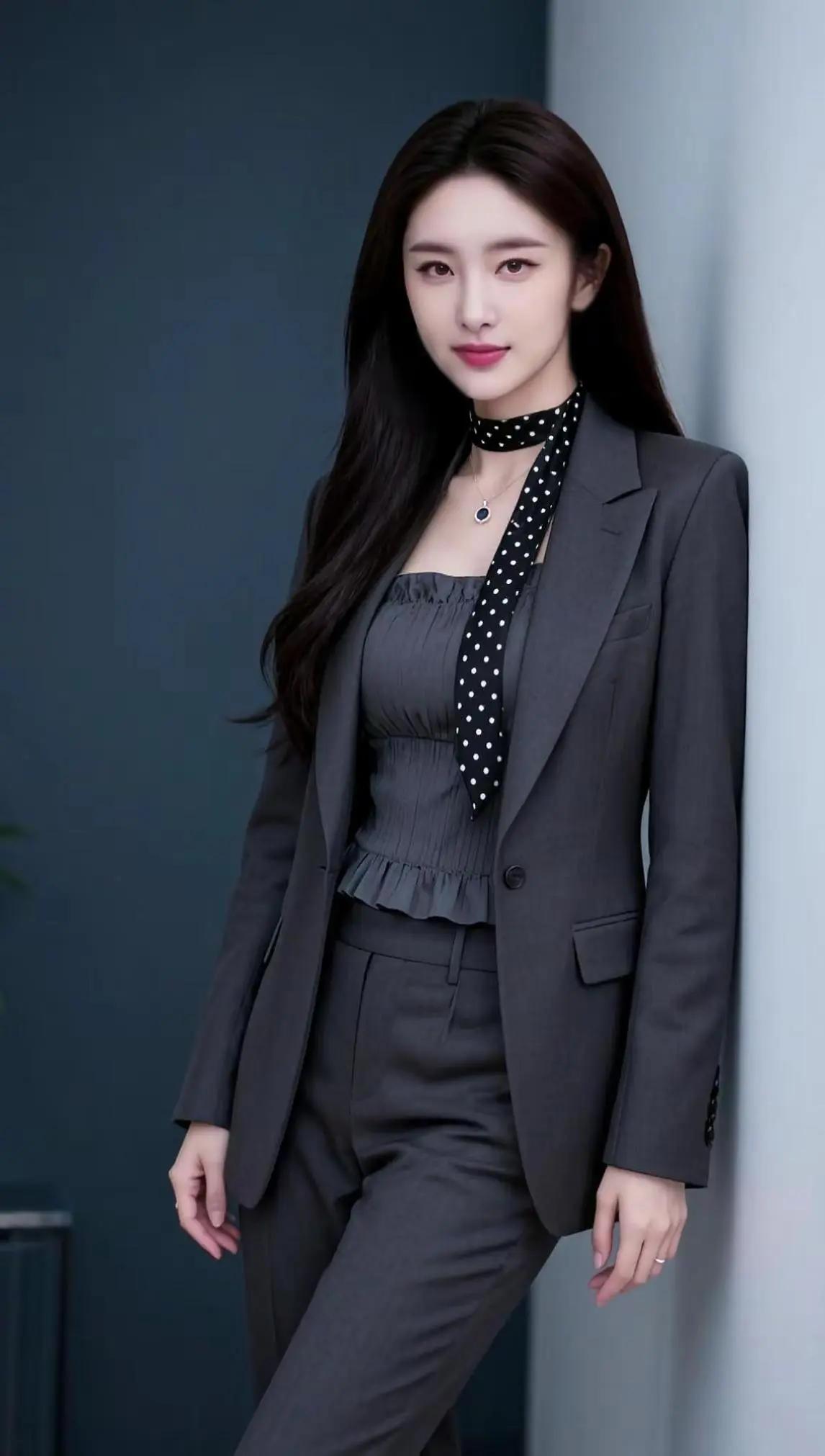 优雅职场风，黑白波点领带，尽显时尚魅力！