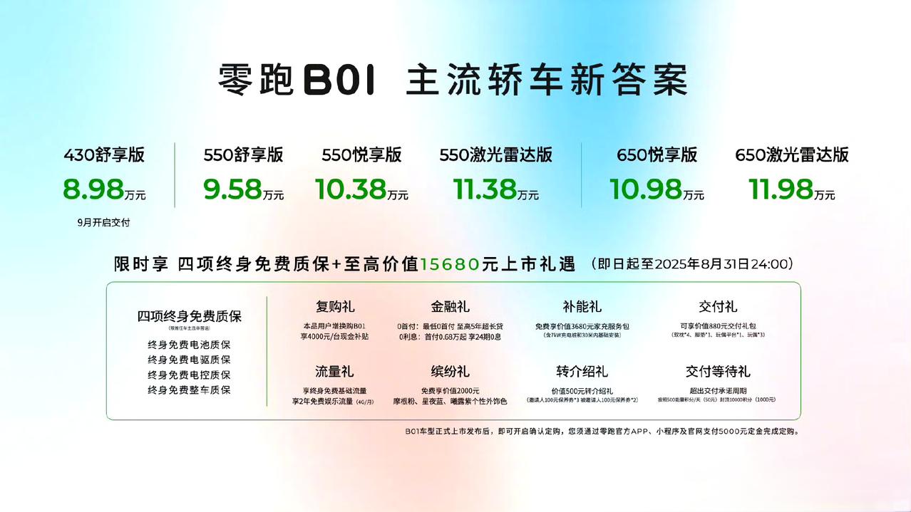 零跑B01还是太全面了零跑B01，10万块就能买到550公里续航，11万就能买