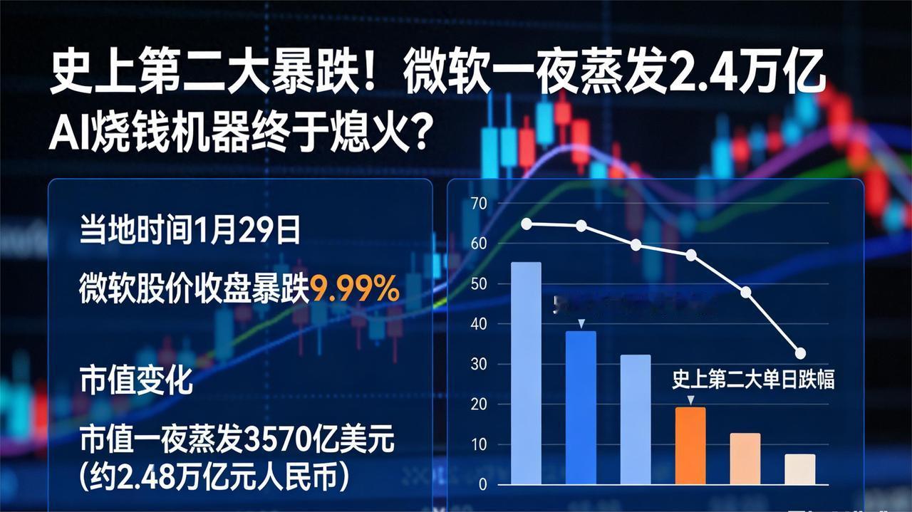 昨夜，微软市值一夜蒸发2.48万亿人民币，相当于抹平了芬兰整个国家的股市。这场近