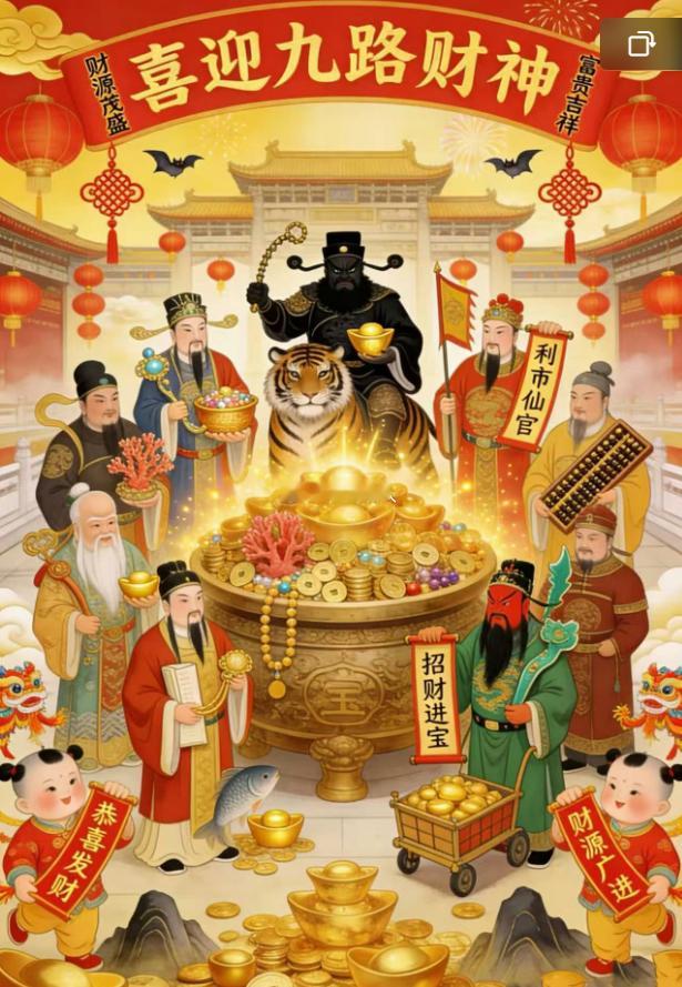 接五路财神，八方聚财，四季发财
