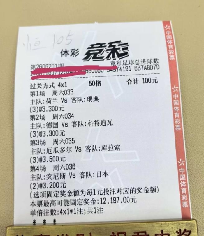 这个票靠不靠谱，中的概率大不大？个人观点，不喜勿喷:这种猜总进球数的是所有玩法