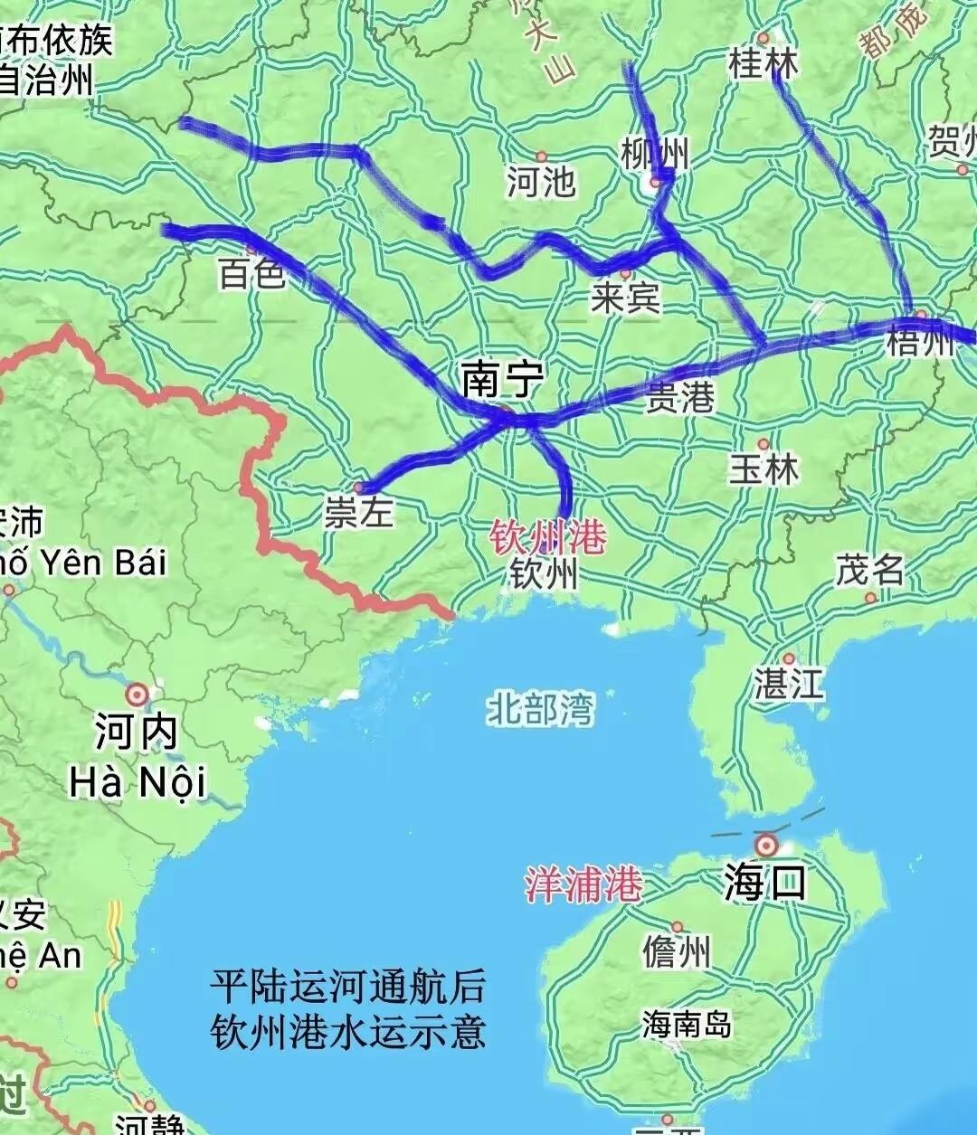 平陆运河通航，钦州市借助平陆运河和珠江水系，获得了包括广西全区、云南省东南部、贵