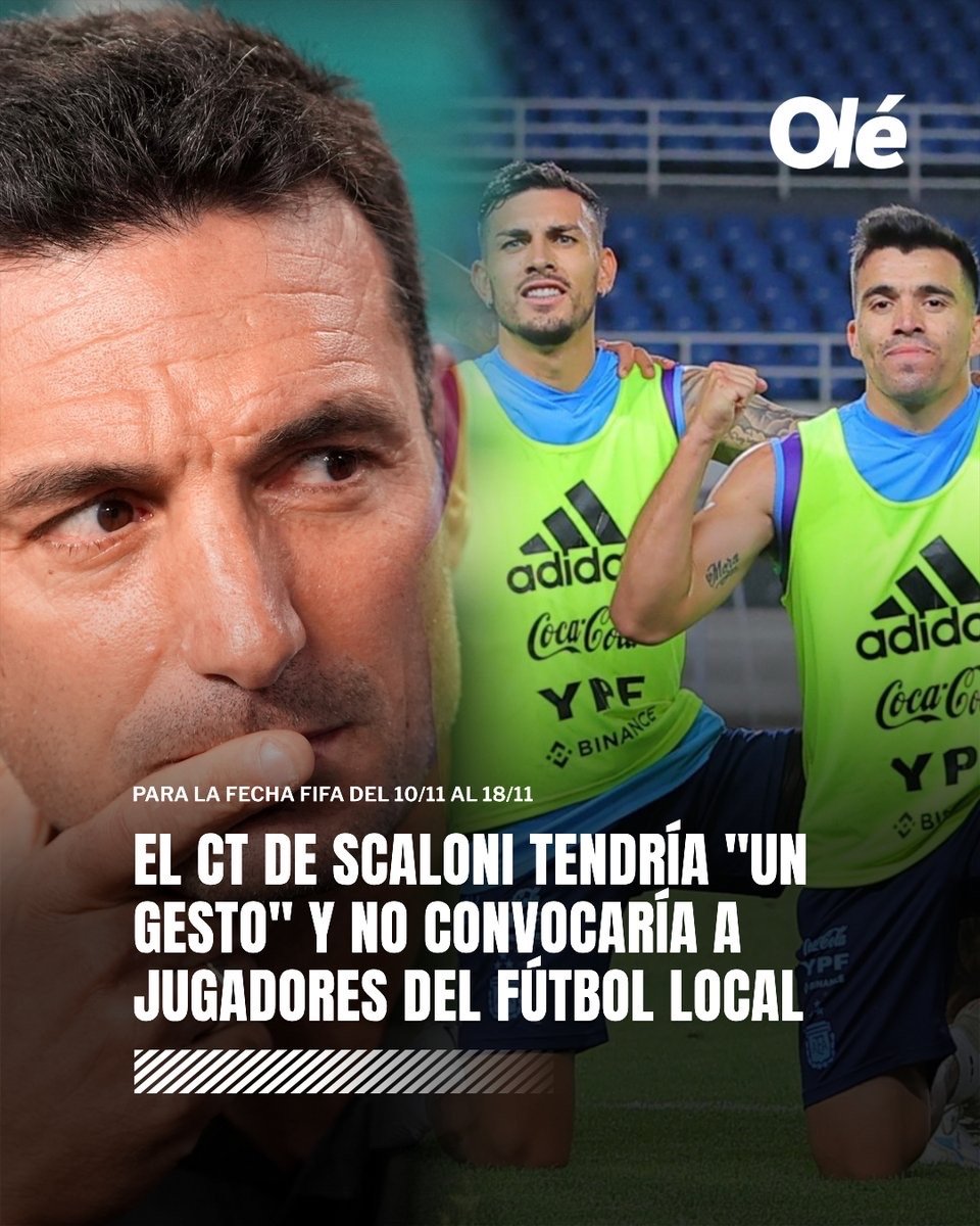 🚨据《Olé》报道，鉴于即将到来的国际足联比赛与阿根廷联赛赛程时间冲突，国家队