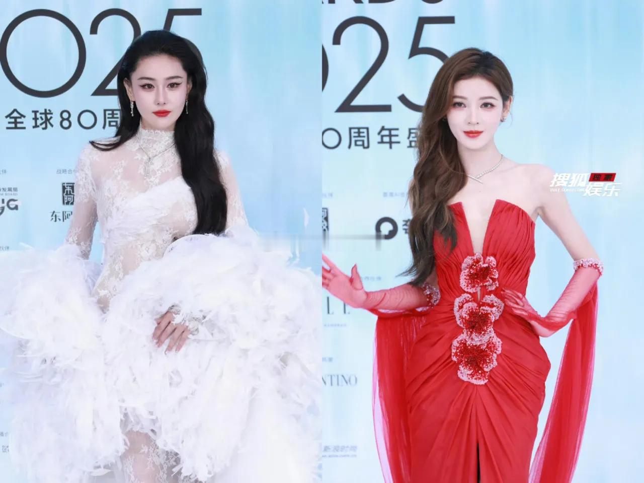 ELLE红毯被张予曦与张馨予的反差牢牢锁定，恰似红白玫瑰互换霓裳。清纯挂的张予曦