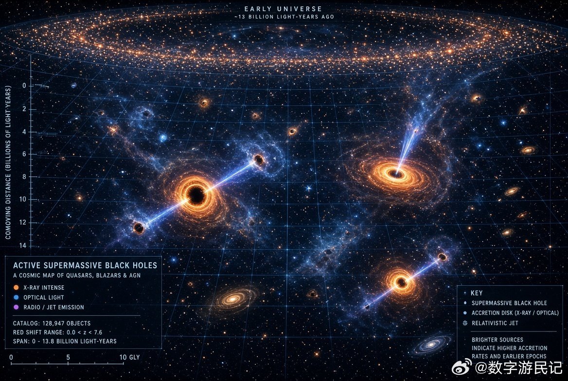 天文学家发布宇宙中饥饿黑洞的最大地图科学家们刚刚公布了一项前所未有的宇宙普查：一