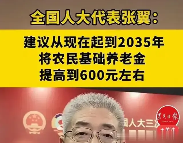 人大代表建议将农民基础养老金增至600元左右, 说到了农民心坎上