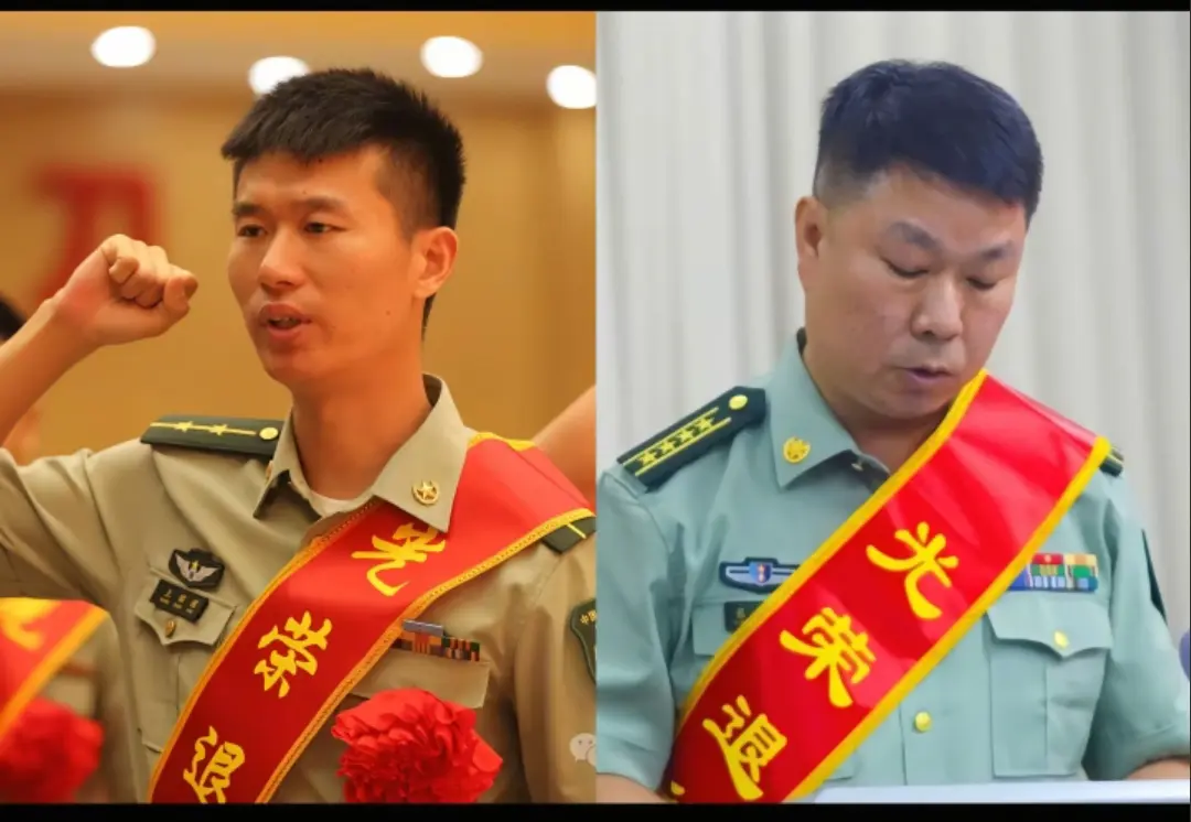 右边这位有点可惜，再努力一把就是少将了。