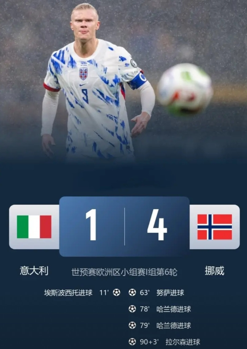 奇迹没有出现，意大利1-4惨败挪威又得去打附加赛了!在意大利与挪威的欧洲区世