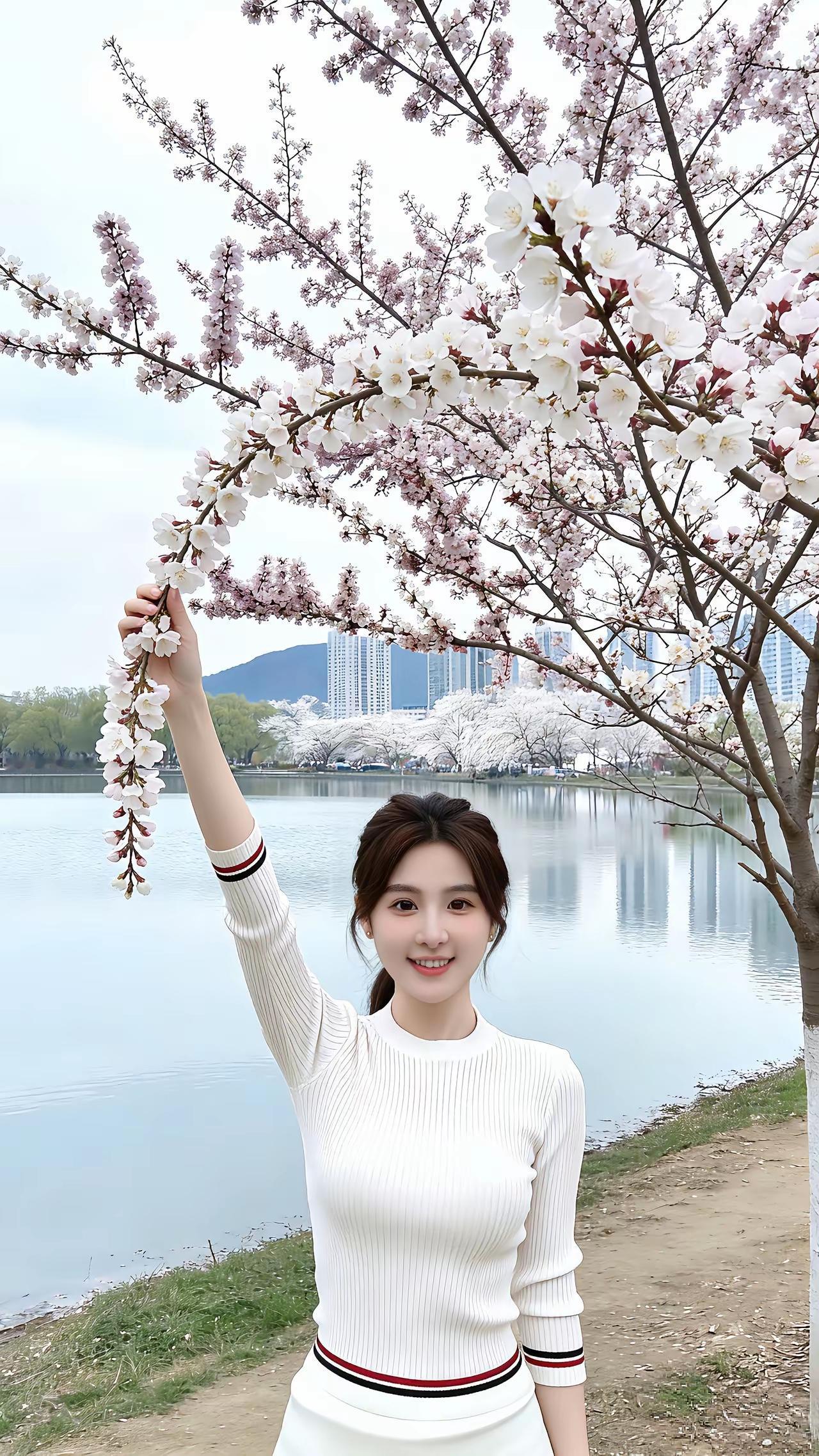 不必追逐远方的风景，用心感受当下的花开花落，便是最好的修行。春风拂过湖畔，樱