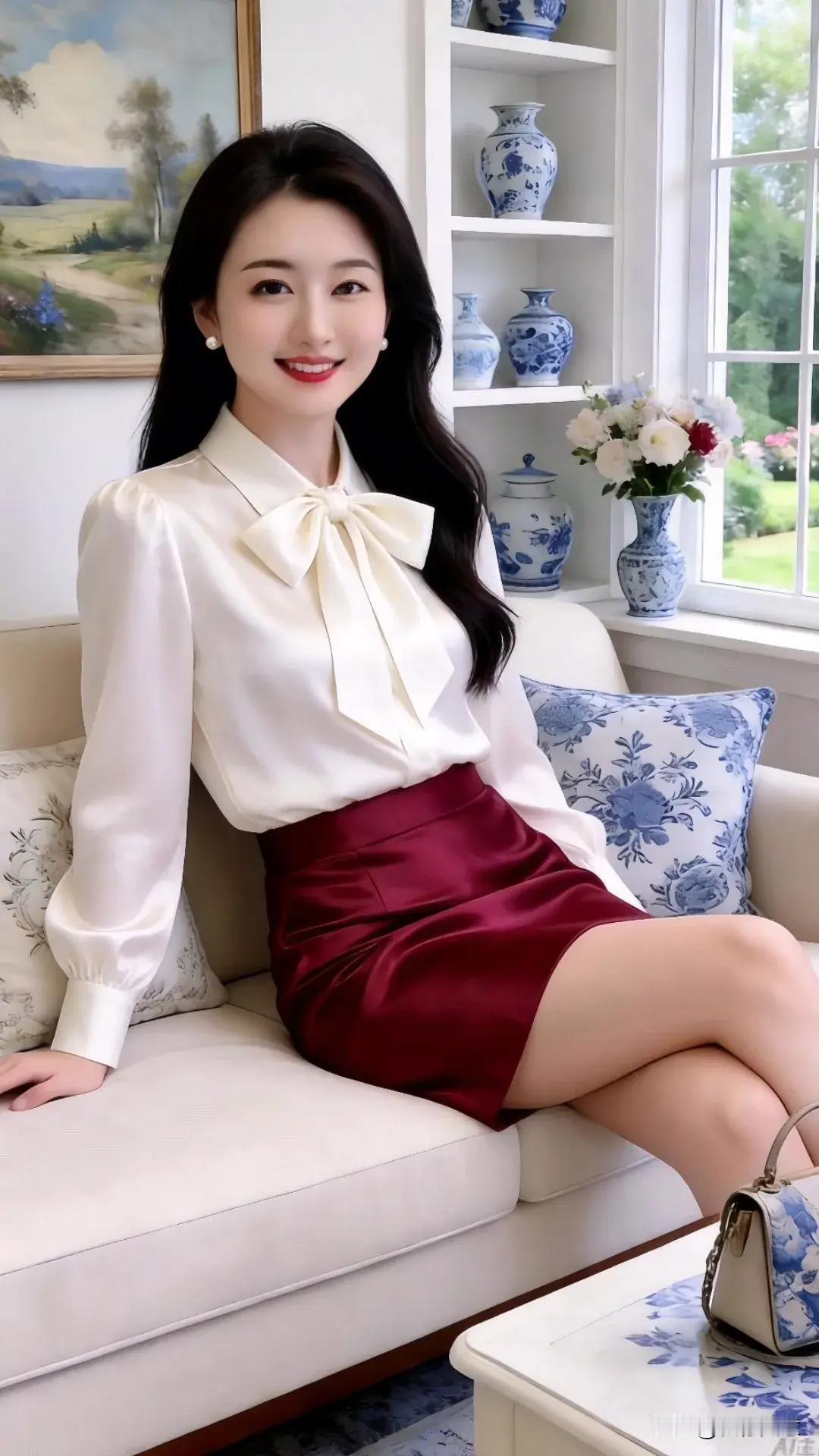 上周去参加品牌线下沙龙，中场休息时瞥见角落沙发上坐着位女士。一身剪裁利落的米白